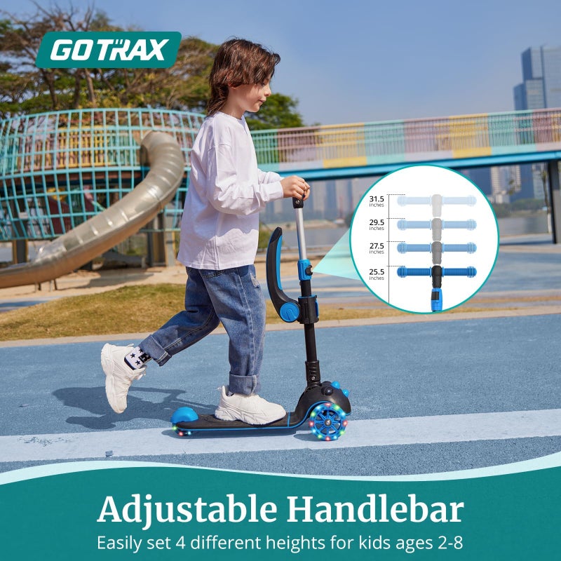 Gotrax KS3 Pro Kick Scooter for Kids, One Key Removable Seat & 3 Extra Wide PU Light-Up Wheels and Anti-Slip Deck, Adjustable Height Handlebar and Lean-to-Steer, Foldable Scooter for Children Aged 2-8 - Image 2
