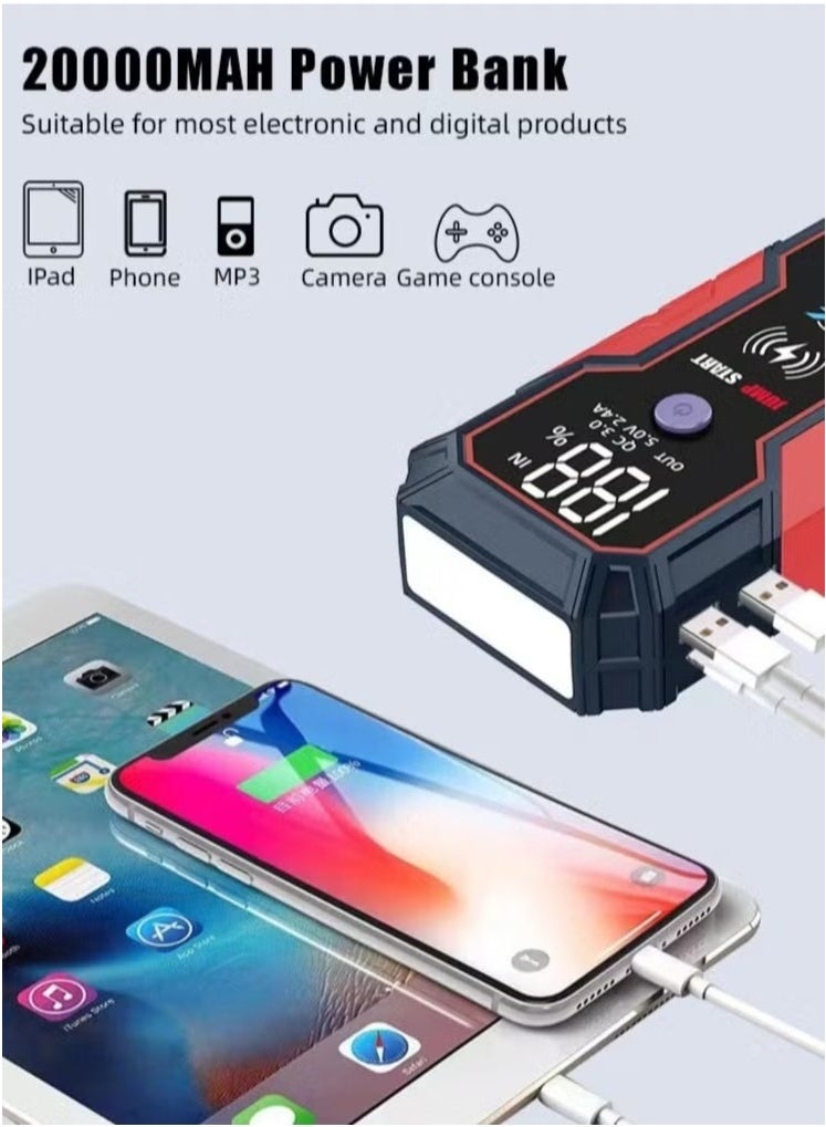 ELTRAZONE Car Jump Starter 28000mAh Battery Pack – Water-Resistant 12V Portable Power Booster for Up to 8.0L Diesel & All Gas Engines – Multi-Function Jump Starter with USB Quick Charge 3.0, LED Flashlight, 200W Power Bank, Emergency Starter for Cars & SUVs - Image 2