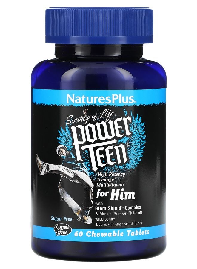 مصدر الحياة باور تين للذكور توت بري 60 قرص قابل للمضغ