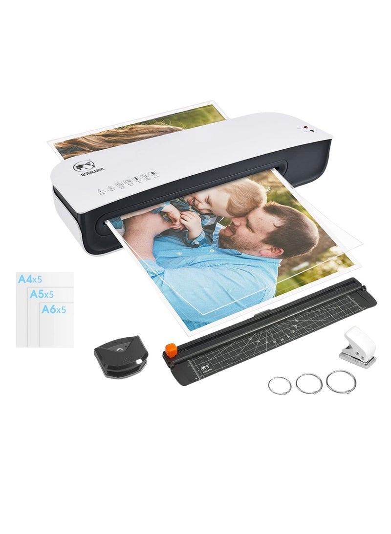 OSMILE Desktop Laminator Machine Set A4 Size Hot Cold Lamination 2 Roller System 9 Inch Max Width for A4 A5 A6 Documents Home Office Use - Image 1