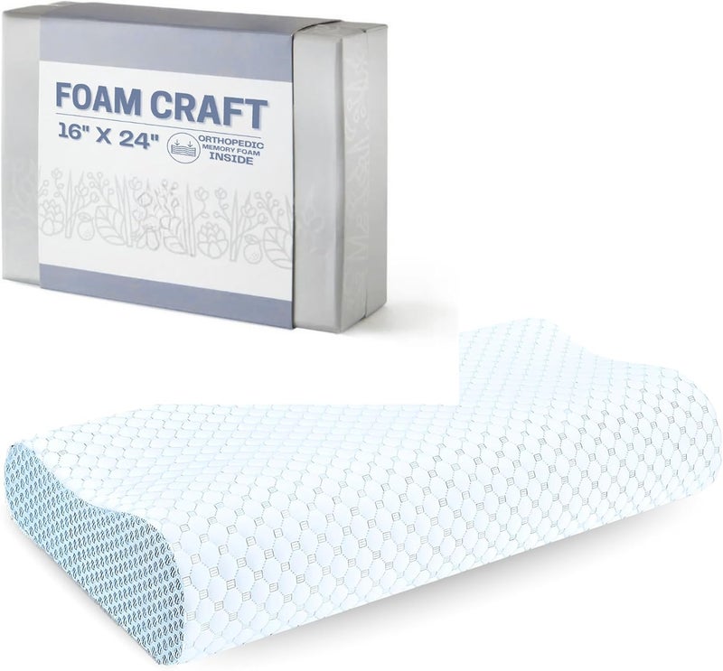 FOAM CRAFT® Orthopedic Cervical Pillow - Memory Foam for Neck & Shoulder Pain Relief, Standard Size (16" X 24") - Image 1