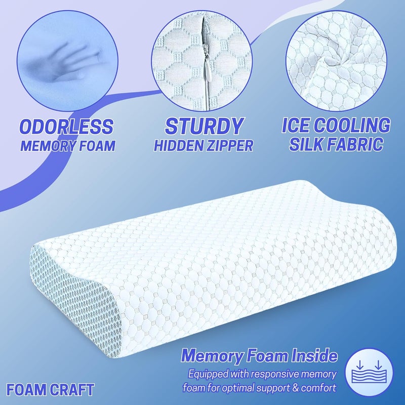FOAM CRAFT® Orthopedic Cervical Pillow - Memory Foam for Neck & Shoulder Pain Relief, Standard Size (16" X 24") - Image 4
