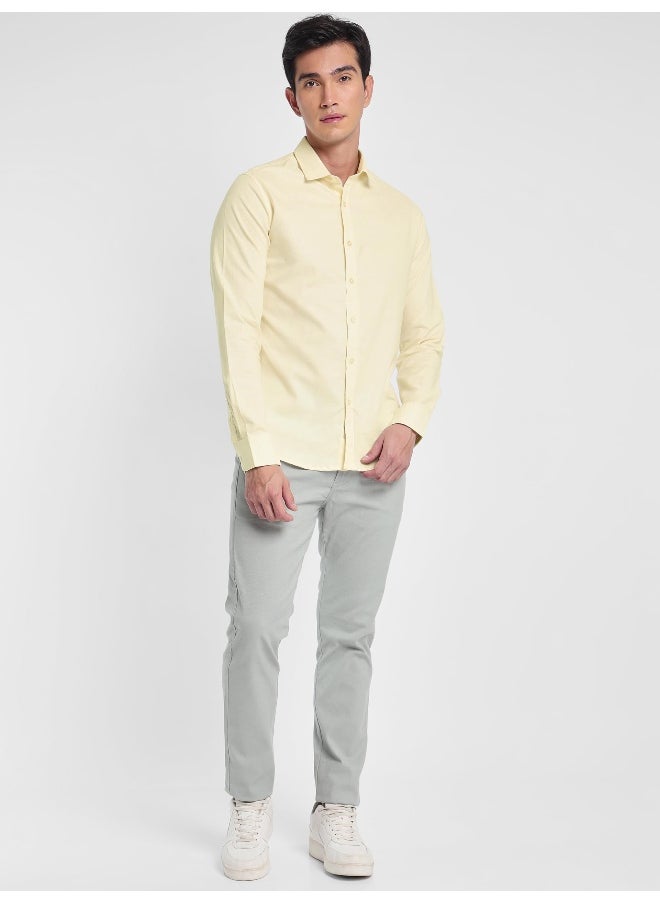 Beyoung Faded Yellow Linen Blend Shirt for Men  - Image 4