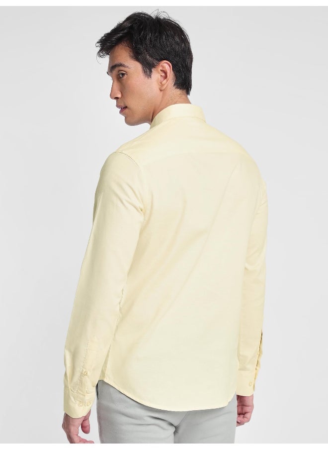 Beyoung Faded Yellow Linen Blend Shirt for Men  - Image 2