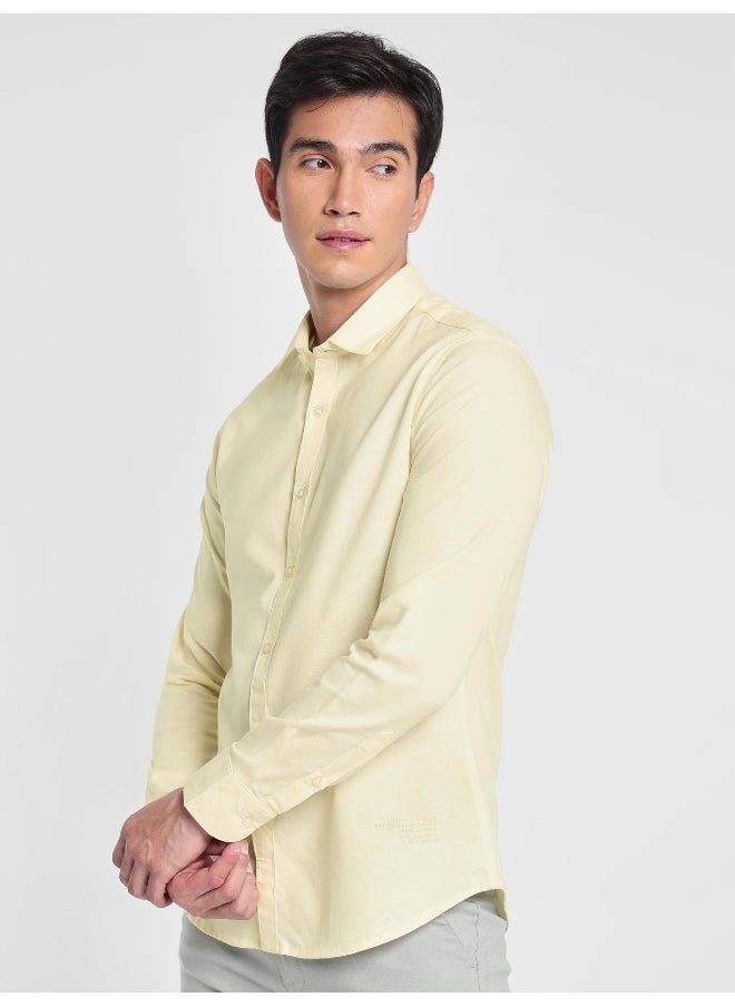 Beyoung Faded Yellow Linen Blend Shirt for Men  - Image 3