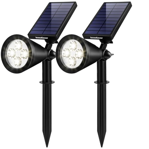 InnoGear Solar Lights Outdoor Waterproof Solar Garden Light for Outside Yard Landscape Lighting Pathway Spot Lights Spotlight Wall Light Auto On/Off, Pack of 2 (White) - Image 1