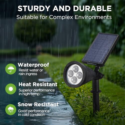 InnoGear Solar Lights Outdoor Waterproof Solar Garden Light for Outside Yard Landscape Lighting Pathway Spot Lights Spotlight Wall Light Auto On/Off, Pack of 2 (White) - Image 5