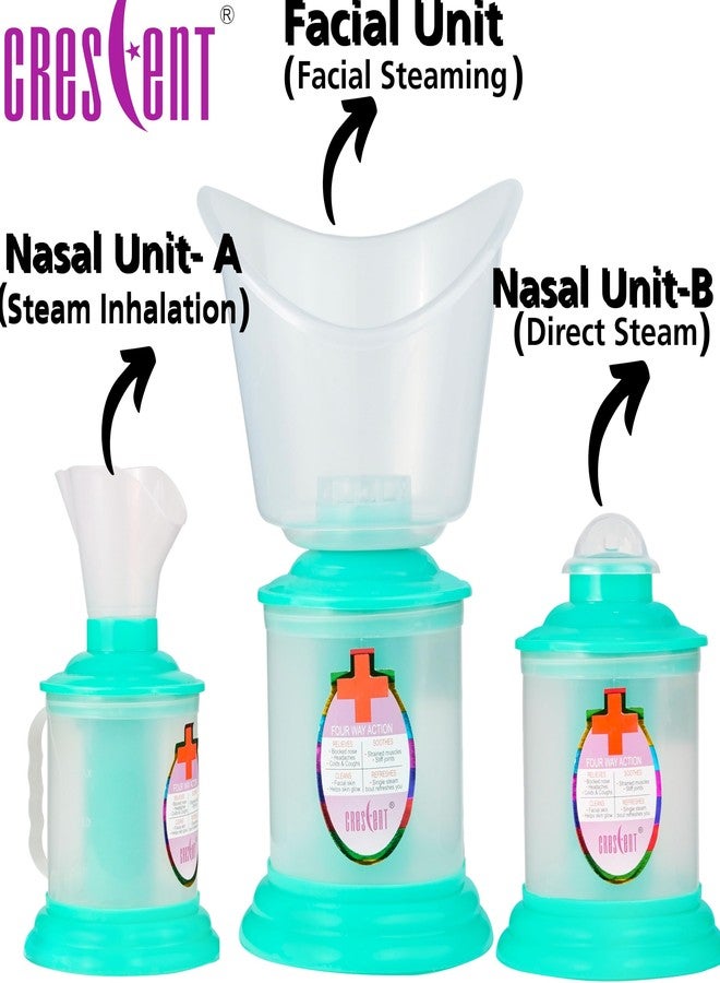 كريسنت جهاز تبخير الوجه 3 في 1 من كريسنت لعلاج نزلات البرد والسعال وتنظيف البشرة | صنع في الهند | 3 ملحقات | أزرق سماوي - Image 4