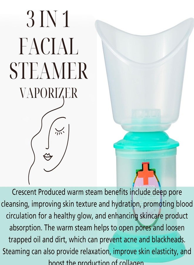كريسنت جهاز تبخير الوجه 3 في 1 من كريسنت لعلاج نزلات البرد والسعال وتنظيف البشرة | صنع في الهند | 3 ملحقات | أزرق سماوي - Image 3