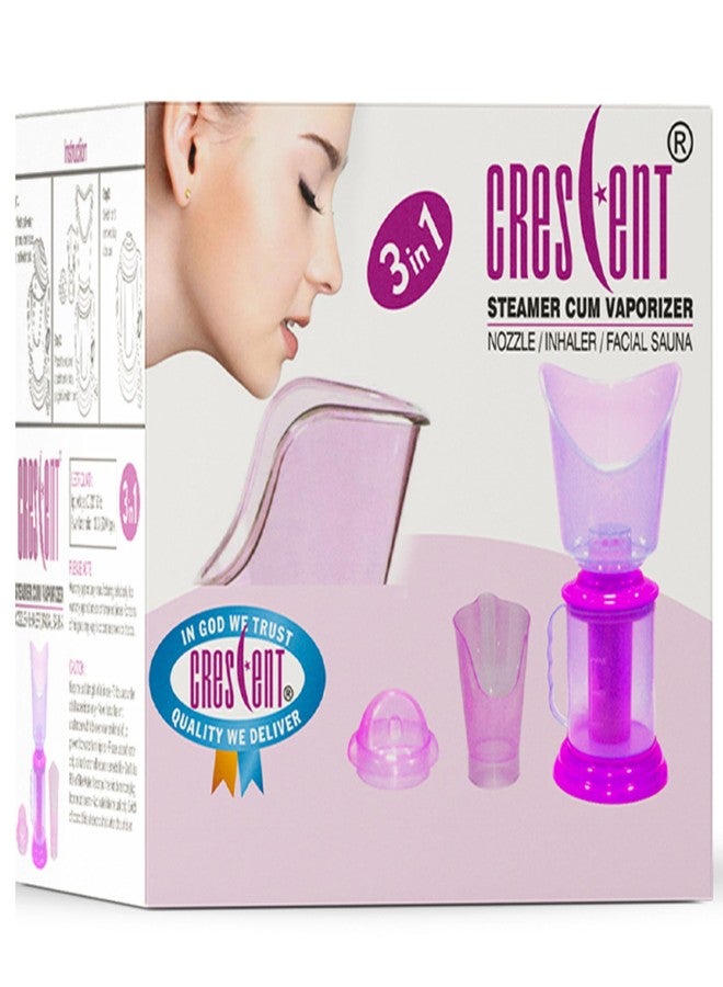 كريسنت جهاز تبخير الوجه 3 في 1 من كريسنت لعلاج نزلات البرد والسعال وتنظيف البشرة | صنع في الهند | 3 ملحقات | أزرق سماوي - Image 1