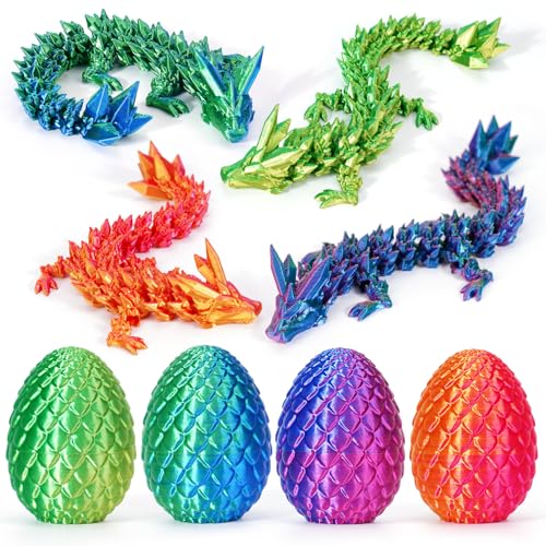YILCER 4Pcs 3D Printed Dragon Eggs with Dragon Inside Prefilled Easter Eggs with Dragon Toy for Basket Stuffers Goodie Bag Fillers Classroom Prize Supplies Easter Basket Essentials for Kids Teens - Image 1