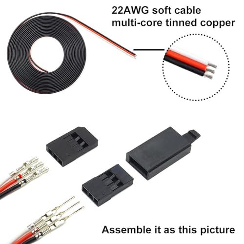 elechawk 30 Sets Servo Connector Male Female Plug Crimp Pin Cable Kit Compatible with Futaba JR Hitec Spektrum RC Connectors (with Crimping Tool) - Image 4
