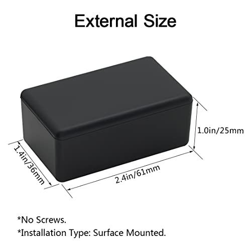 LeMotech 5Pcs ABS Plastic Electrical Project Case Power Junction Box, Project Box Black 2.4 x 1.4 x 1.0 inch (61 x 36 x 25 mm) - Image 2