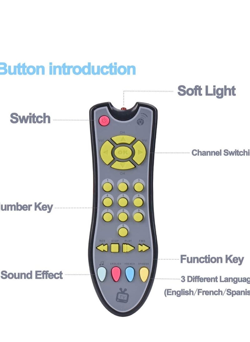 SYOSI - Musical TV Remote Control Toy with Light and Sounds, Language Development Toy from Number 0-9 in English, French, Spainsh - Image 1