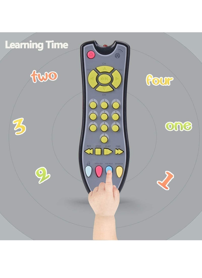 SYOSI - Musical TV Remote Control Toy with Light and Sounds, Language Development Toy from Number 0-9 in English, French, Spainsh - Image 1
