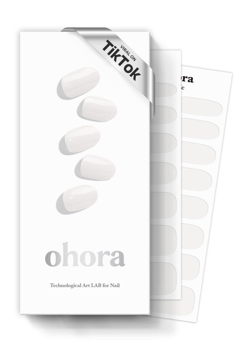 ohora Semi Cured Gel Nail Strips (N Clean White) - White, Solid, Works with Any UV/LED Lamps, Salon-Quality, Long Lasting, Easy to Apply & Remove - Includes 2 Prep Pads, Nail File & Wooden Stick - Image 1