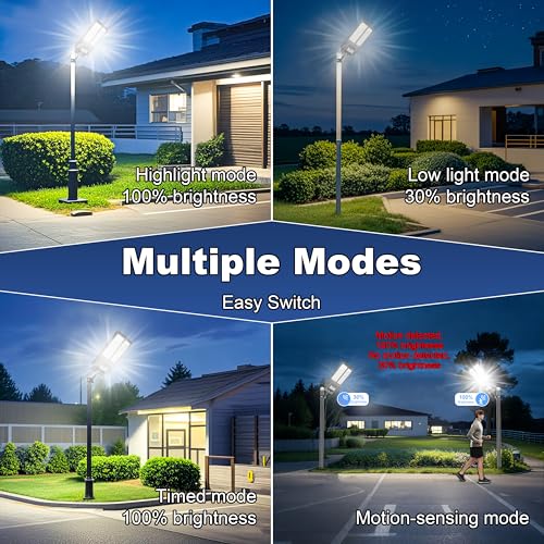 Jadisi 2026 New Solar Street Light, Solar Street Lights Outdoor Waterproof Dusk to Dawn 7000K LED Security Flood Light with Motion Sensor and Remote Control for Pathway, Entryway & Yard - Image 4