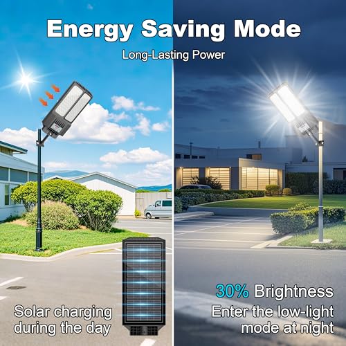 Jadisi 2026 New Solar Street Light, Solar Street Lights Outdoor Waterproof Dusk to Dawn 7000K LED Security Flood Light with Motion Sensor and Remote Control for Pathway, Entryway & Yard - Image 3