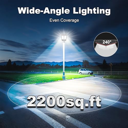 Jadisi 2026 New Solar Street Light, Solar Street Lights Outdoor Waterproof Dusk to Dawn 7000K LED Security Flood Light with Motion Sensor and Remote Control for Pathway, Entryway & Yard - Image 2