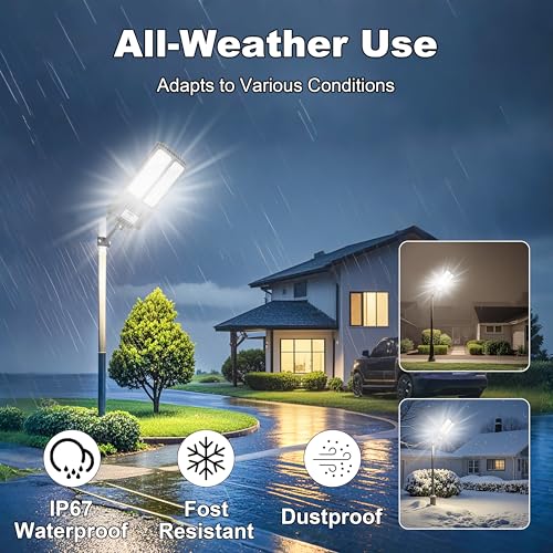 Jadisi 2026 New Solar Street Light, Solar Street Lights Outdoor Waterproof Dusk to Dawn 7000K LED Security Flood Light with Motion Sensor and Remote Control for Pathway, Entryway & Yard - Image 5