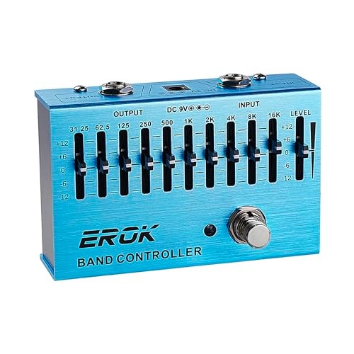 EROK EQ Pedal,10-Band Equalizer,(31.25Hz–16kHz) with ±12dB Gain/Attenuation for Each Band,for Electric Guitar Bass Eq Pedal,with Independent Controller Button (Blue) - Image 1