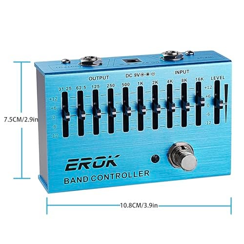 EROK EQ Pedal,10-Band Equalizer,(31.25Hz–16kHz) with ±12dB Gain/Attenuation for Each Band,for Electric Guitar Bass Eq Pedal,with Independent Controller Button (Blue) - Image 5