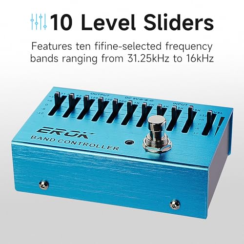 EROK EQ Pedal,10-Band Equalizer,(31.25Hz–16kHz) with ±12dB Gain/Attenuation for Each Band,for Electric Guitar Bass Eq Pedal,with Independent Controller Button (Blue) - Image 3