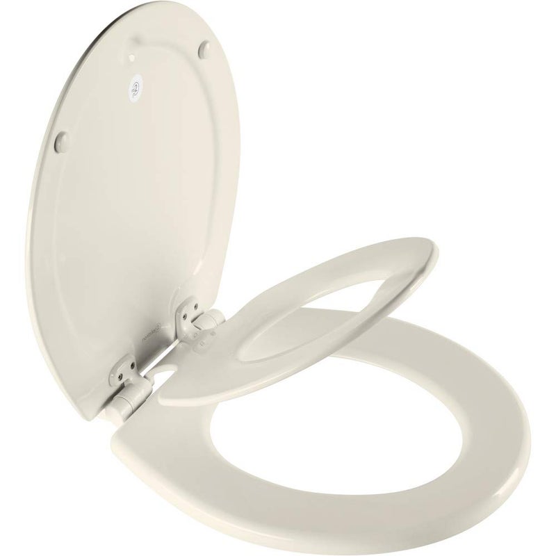 Mayfair NextStep2 Toilet Seat with Built-In Toddler Potty Training Seat, Slow Close, Easy Clean, Magnetic Removable Kids Seat, ROUND, Biscuit - Image 1