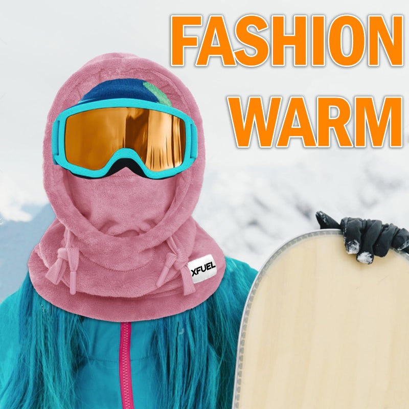 XFUEL Balaclava Ski Mask, Winter Thermal Hood Neck Warmer, Plush Lined, Windproof (US, Alpha, One Size, Dark Pink) - Image 2