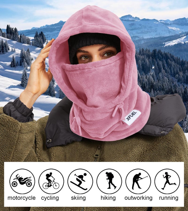 XFUEL Balaclava Ski Mask, Winter Thermal Hood Neck Warmer, Plush Lined, Windproof (US, Alpha, One Size, Dark Pink) - Image 4
