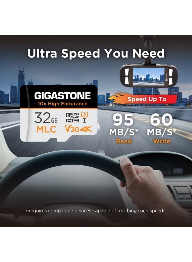 Gigastone [10x High Endurance] Gigastone Industrial 32GB 2-Pack MLC Micro SD Card, 4K Video Recording, Security Cam, Dash Cam, Surveillance Compatible 95MB/s, U3 C10, with Adapter [5-Yrs Free Data Recovery] - Image 2