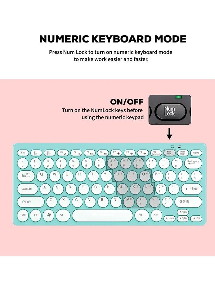 JERTECH - JERTECH Jertech DK500 USB Mini Silent Keyboard , Wired Office Comfort keyboard - 78 Slim Round keycap - Arabic & English | Blue - Image 1
