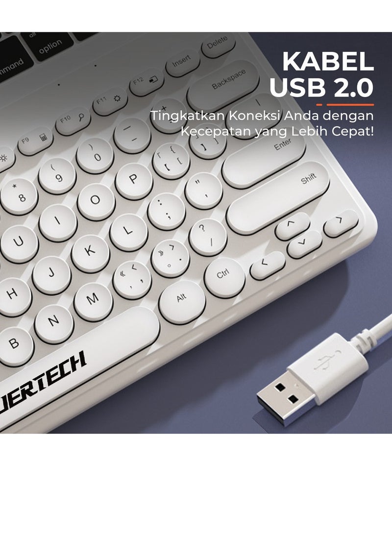 JERTECH - JERTECH Jertech DK500 USB Mini Silent Keyboard , Wired Office Comfort keyboard - 78 Slim Round keycap - Arabic & English | Blue - Image 1