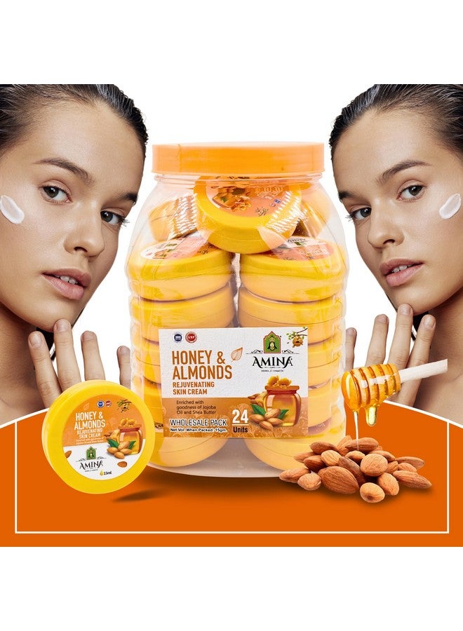Amina Honey & Almonds Skin Cream, 15ml per unit, Pack of 24, Enriched with Jojoba Oil and Shea Butter - Image 1