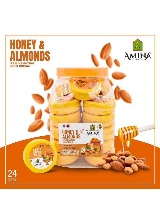 Amina Honey & Almonds Skin Cream, 15ml per unit, Pack of 24, Enriched with Jojoba Oil and Shea Butter - Image 2