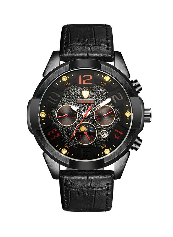NIBEMINENT men Leather Chronograph Watch B074V19364372 - 40 mm Black - Image 1