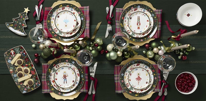 LENOX طقم أدوات المائدة، طبق عشاء باليه الجوزاء، خدمة لـ 4، أطباق بورسلين، آمنة للاستخدام في الميكروويف وغسالة الصحون، مكرونة وسلطة، ديكور عيد الميلاد، موضوع الجوزاء (متعدد الألوان، 4 قطع) - Image 5