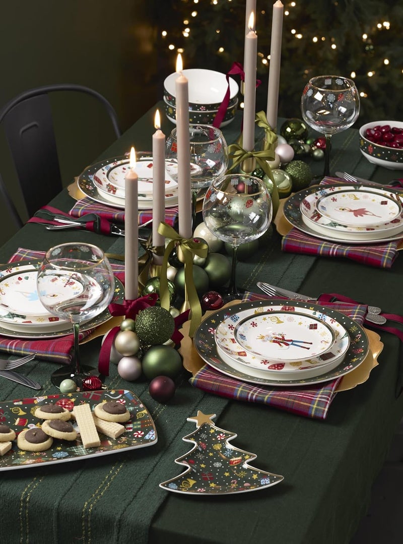 LENOX طقم أدوات المائدة، طبق عشاء باليه الجوزاء، خدمة لـ 4، أطباق بورسلين، آمنة للاستخدام في الميكروويف وغسالة الصحون، مكرونة وسلطة، ديكور عيد الميلاد، موضوع الجوزاء (متعدد الألوان، 4 قطع) - Image 4