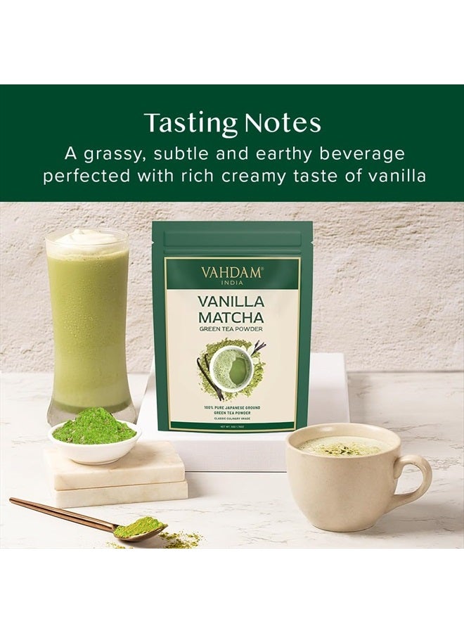 Vahdam مسحوق شاي ماتشا الأخضر بنكهة الفانيليا - 1.76 أونصة (25 كوب) | مسحوق ماتشا ياباني مع فانيليا نقية | حضر لاتيه ماتشا بالفانيليا اللذيذة - Image 2