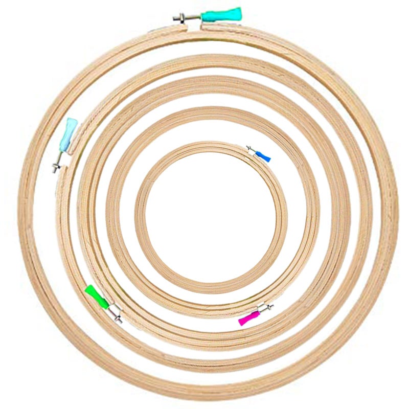 Desiderio Desiderio Wooden Embroidery Hoop Ring Frame Size : 5",6",8",10",12" Inches Pack of 5pcs for Cross Stitch Craft, Sewing Tool Embroidery (Set 1)  - Image 1