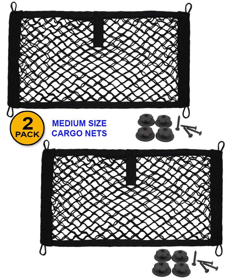 JAVOedge [2 Pack], JAVOedge Storage Stretchable Mesh Pocket Net for Car, Trunk, RV, Boats, Home with 8 PCS Mounting Screws and Built-in Hooks - Image 2