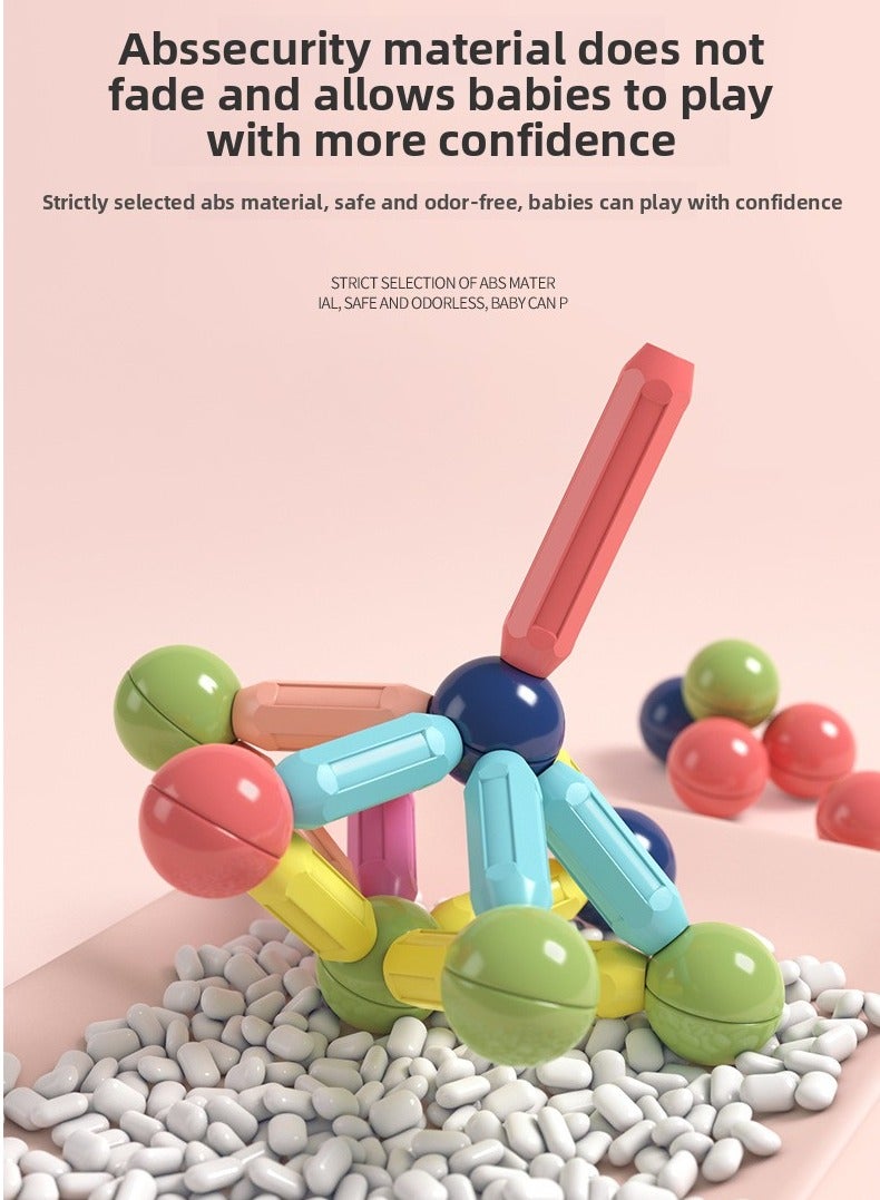 لعبة البناء المغناطيسي للإطفال (97 قطعة + عصا) - هدية تعليمية آمنة لتحدي التفكير من عمر 3 سنوات - Image 4