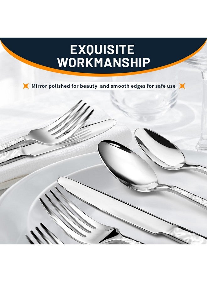 NICE KITCHEN 60 Piece Silverware Set for 12, Food-Grade Stainless Steel Utensils Set Includes Spoons Forks Knives, Sturdy Home Kitchen Eating Tableware Set,Wave Style Design & Mirror Polished - Dishwasher Safe  - Image 4