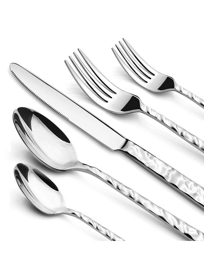 NICE KITCHEN 60 Piece Silverware Set for 12, Food-Grade Stainless Steel Utensils Set Includes Spoons Forks Knives, Sturdy Home Kitchen Eating Tableware Set,Wave Style Design & Mirror Polished - Dishwasher Safe  - Image 1