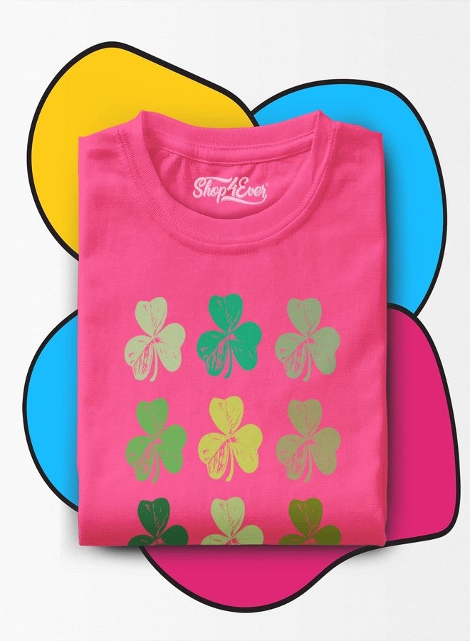 shop4ever® Shamrock Green Clovers St. Patrick's Day Toddler Cotton T-Shirt 5/6 Hot Pink - Image 4