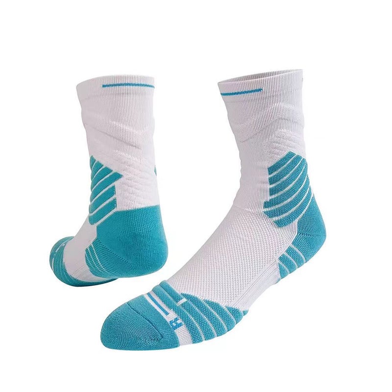 Generic Elite 2.0 Crew Basketball Socks High Tube Sweat-Absorbent White Blue