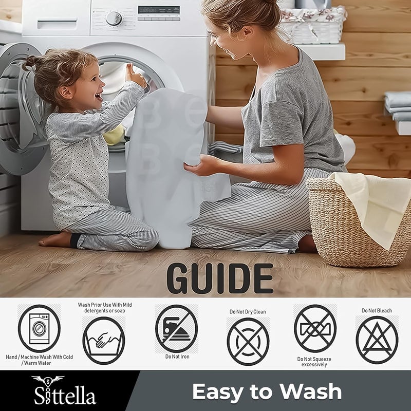 SITTELLA 3 Pieces Absorbent Waterproof Mattress Protector Sheet for Babies Quick Dry Washable 140 X 100 cm Large Grey - Image 5