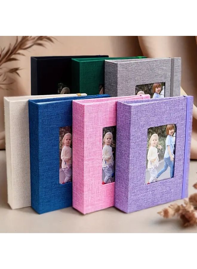 Lake Blue Linen Photo Album with Front Window 26 Acid Free Pages for 52 Photos - Image 1