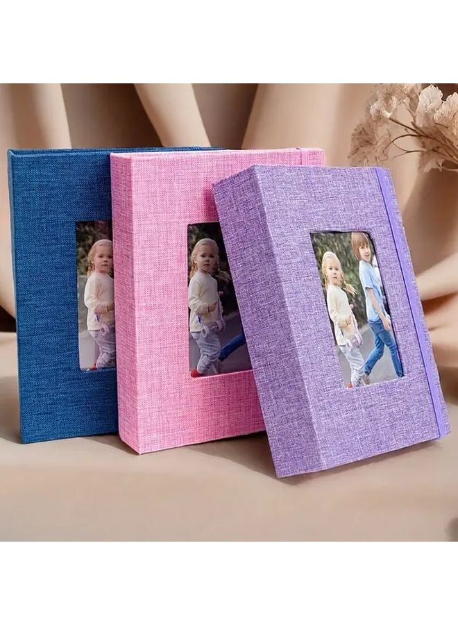 Lake Blue Linen Photo Album with Front Window 26 Acid Free Pages for 52 Photos - Image 2