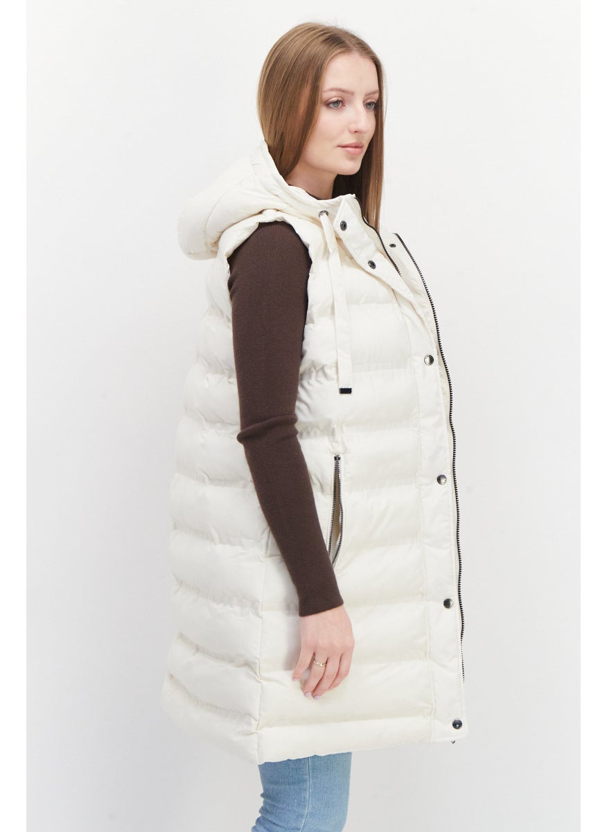 BCBGeneration Women Plain Puffer Vest, Ivory  - Image 3